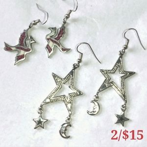 🦋 MEXICO BIRD EARRINGS - MOON & STAR EARRINGS - VINTAGE BUNDLE